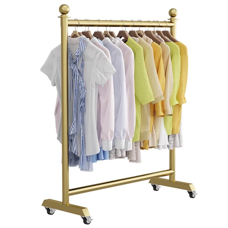 服装店展示架落地挂衣架可移动带滑轮小衣架晾衣架家用晒衣服架子