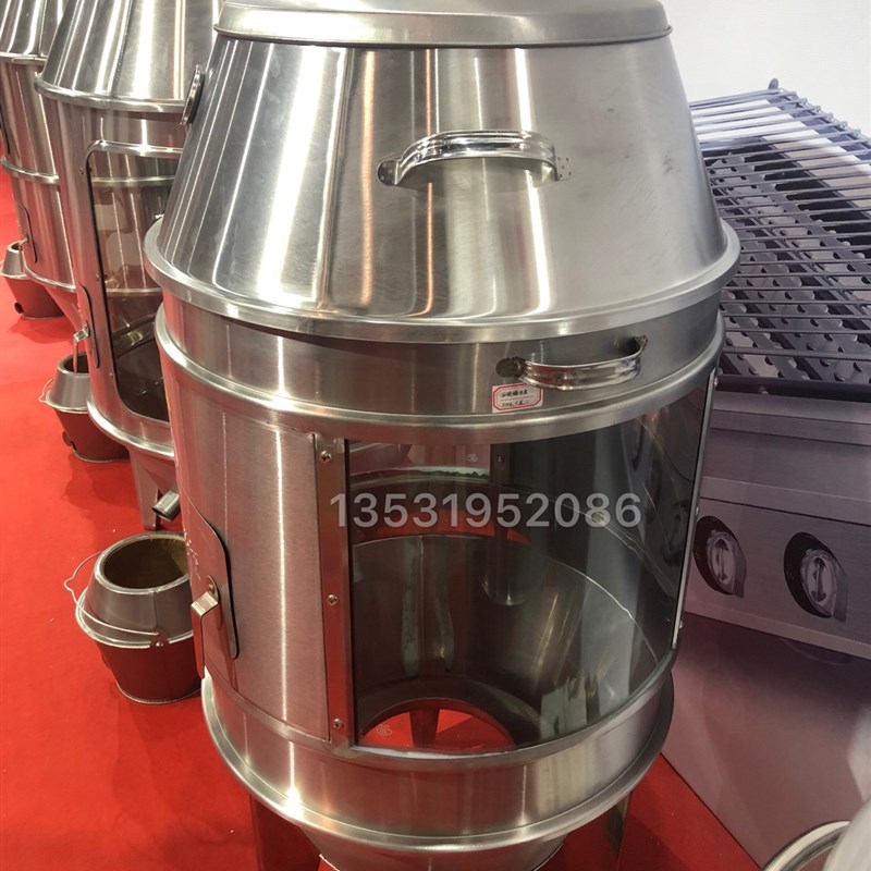 圆桶木炭透明钢化玻璃无烟烤鸭炉烤鸡炉烤鹅炉烧鸭炉烧鹅炉吊炉