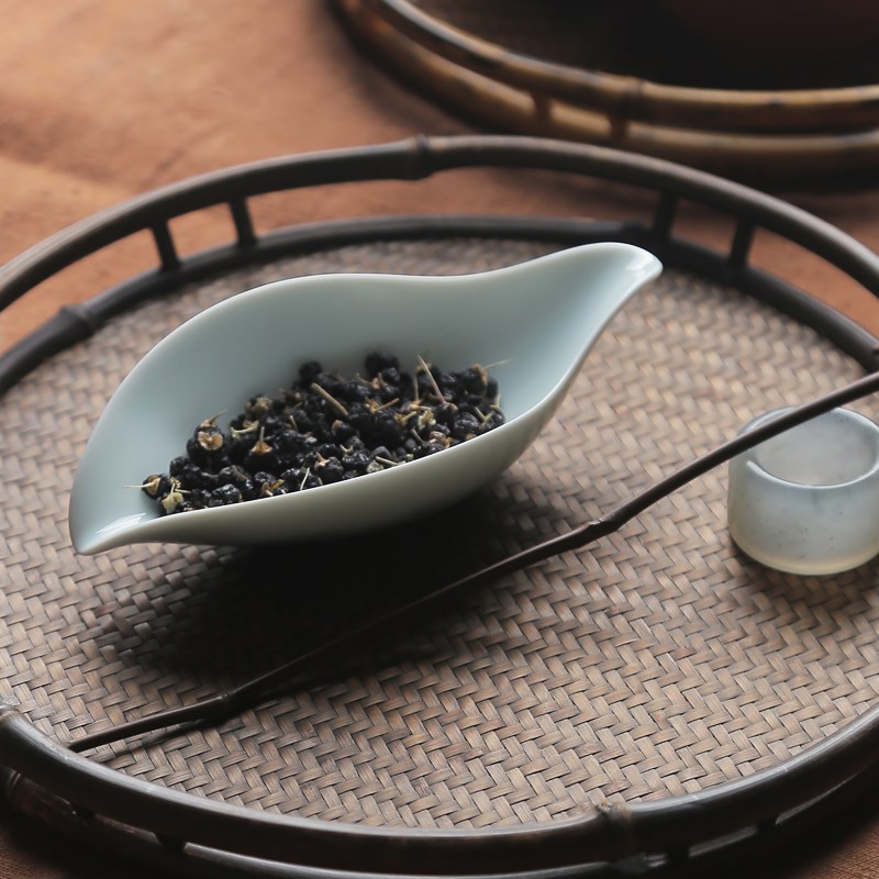 六合堂如玉般的质感初新荷叶茶则茶铲复古陶瓷青白釉茶匙