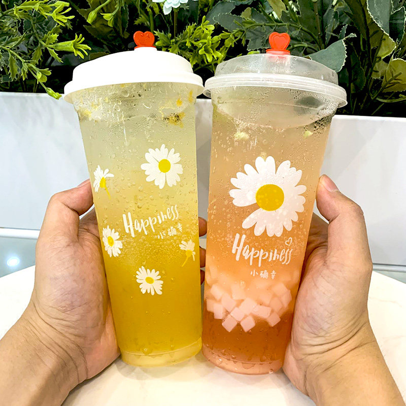 一次性奶茶杯子塑料杯饮料水果汁商用1000只装带盖90口径定制网红