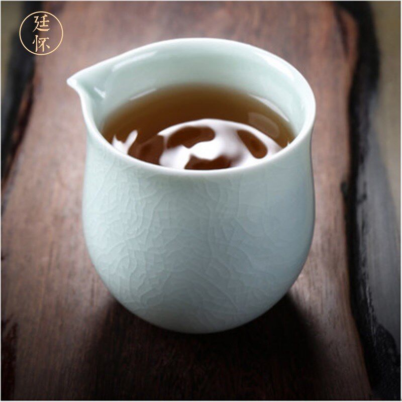 廷怀窑 汝州汝瓷汝窑功夫茶具公道杯茶海分茶器蝉翼纹开片玉青釉