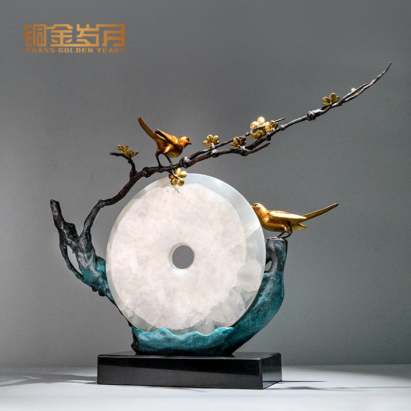 《花好月圆》铜金岁月黄铜摆件工艺品铜器新中式家居客厅玄关装饰