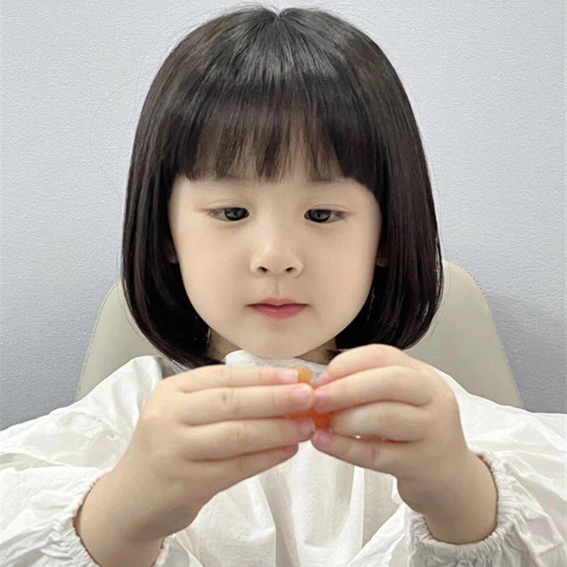 儿童女假发女孩甜美可爱真发假发儿童女假发女宝逼真学生头套假发