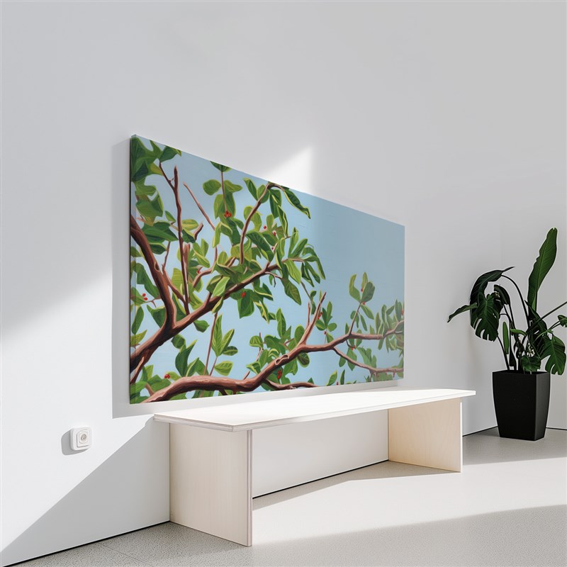 布纸有爱 蓝天枝丫 小清新绿植装饰画横版客厅背景墙卧室单幅挂画