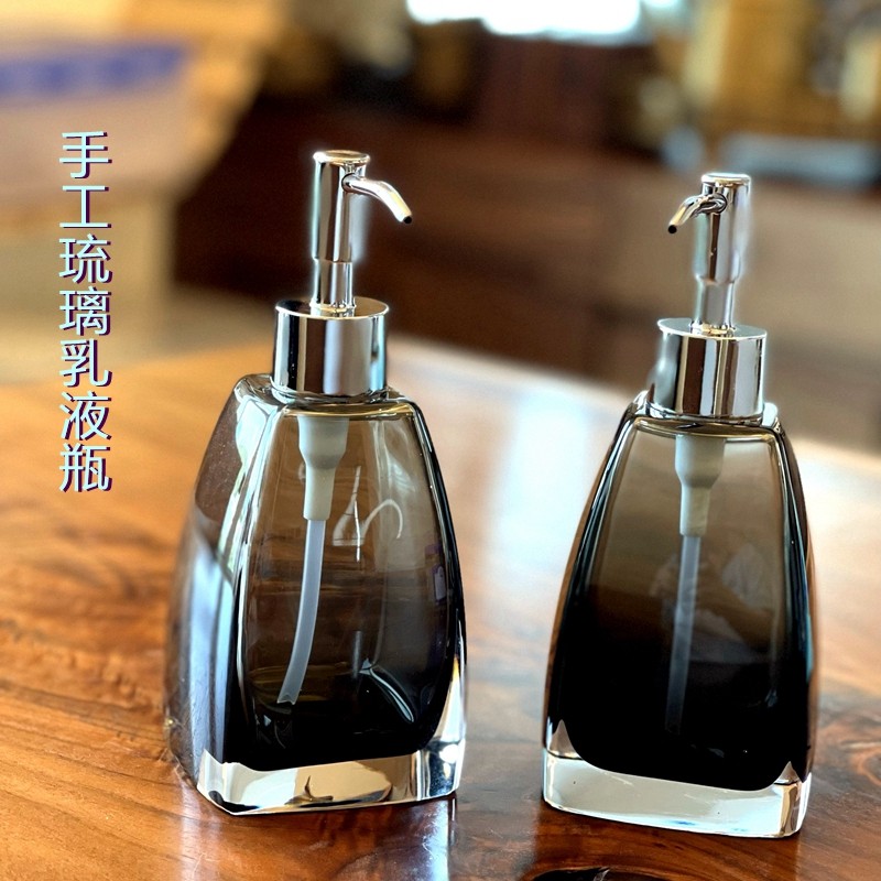 包邮手工玻璃黑水晶吹制彩色皂液瓶洗手液瓶乳液瓶家居客房皂液器