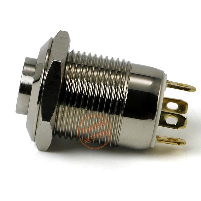 一佳电源启动金属按钮开关带灯按键 GQ12H-10E/J 1.8V 按通自复位图片