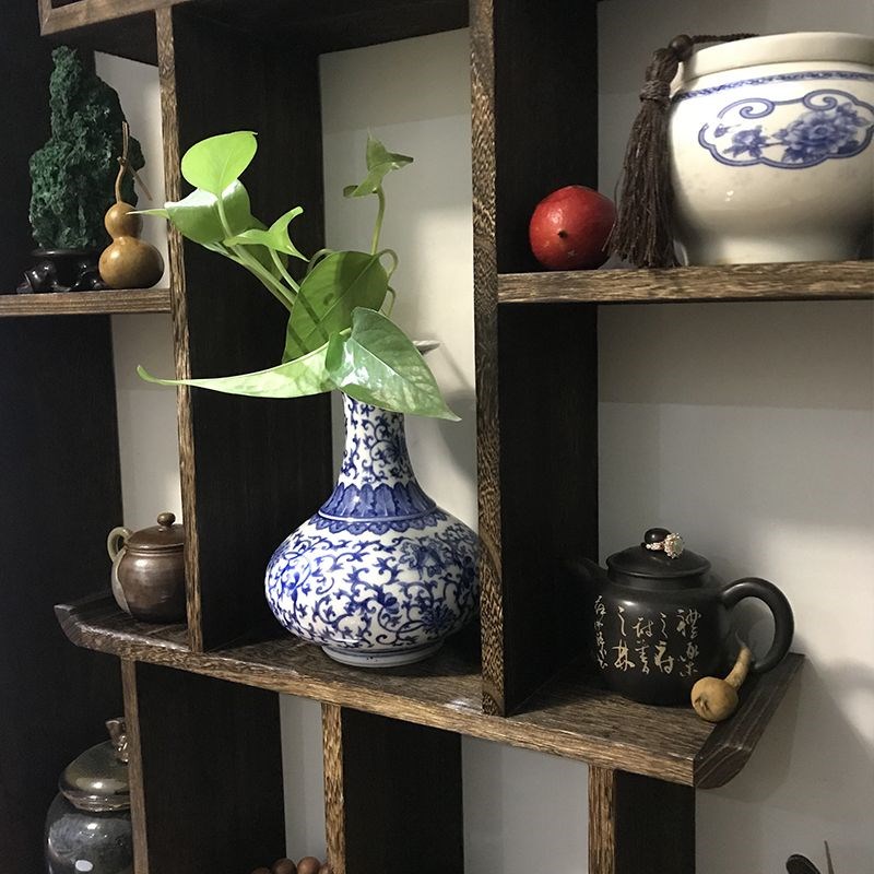 博古架实木新中式茶具茶杯架茶架多宝阁小紫砂壶收纳架壁挂展示