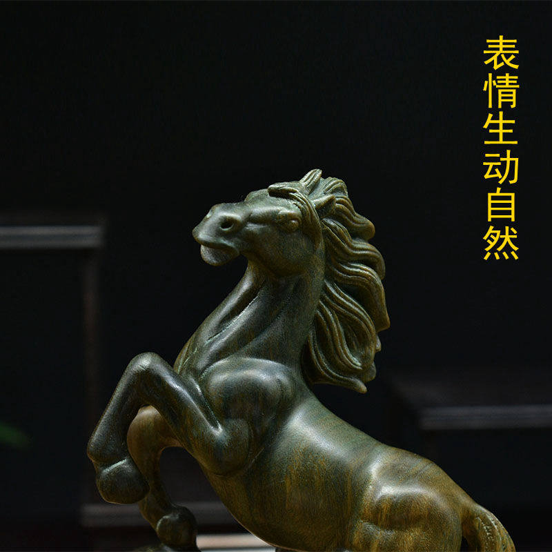 绿檀木雕刻生肖老虎马到成功摆件手把件办公室手工文玩上山虎木质