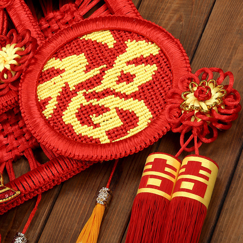 中国结挂件客厅特大号五福桃木酒店玄关福字公司开业壁挂大厅装饰