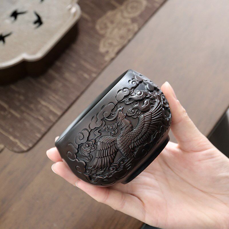紫陶茶杯主人杯个人情侣对杯陶瓷品茗杯家用功夫茶具单杯大号茶盏
