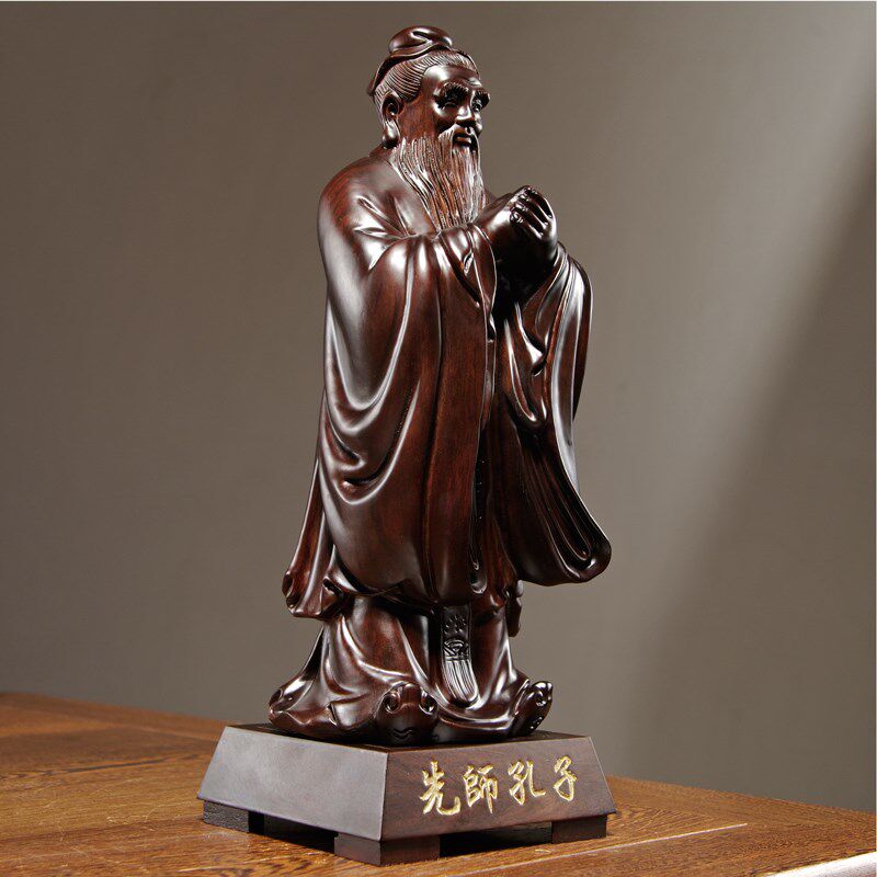黑檀木雕孔子像摆件实木质孔夫子家居书房学校装饰教师节工艺礼品