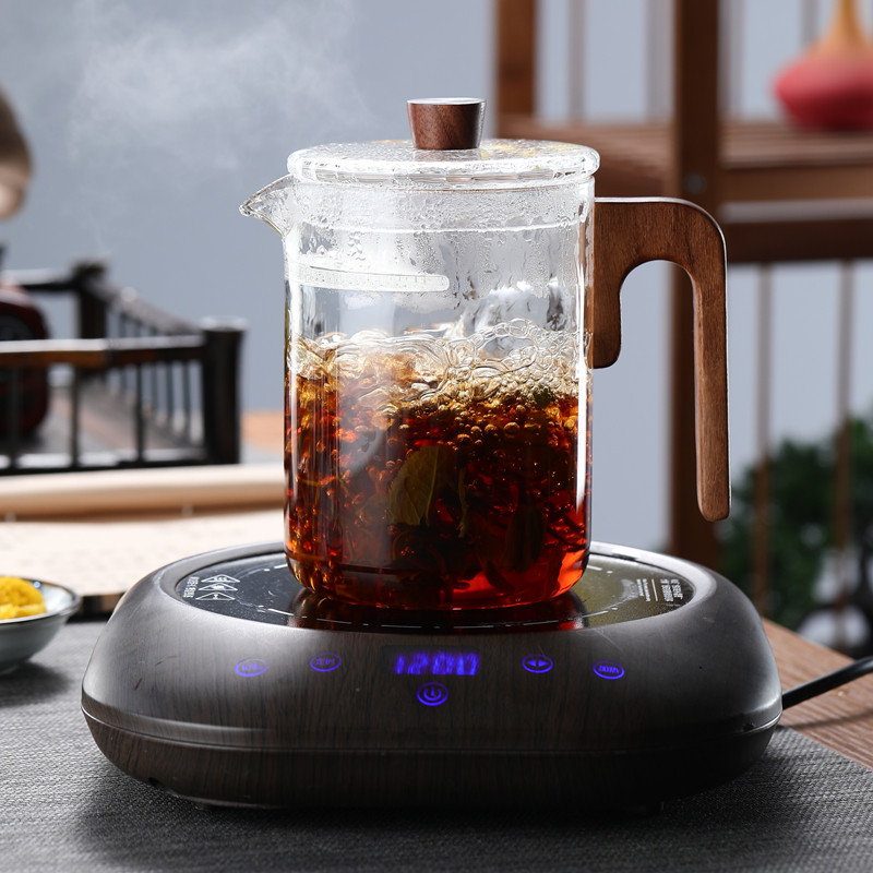 月牙泡茶壶实木把手加厚耐热玻璃壶带盖大号防烫煮茶壶烧水壶