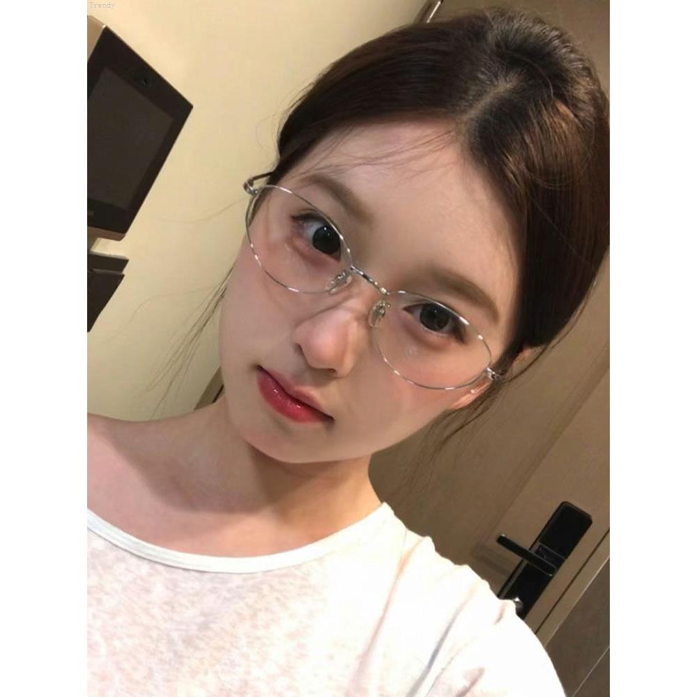 复古猫眼小脸书呆子金属框眼镜女防蓝光网红高智感眼镜框架配近视