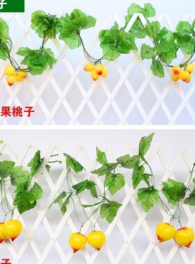 房间假花水果藤蔓蔬菜绿树叶吊顶绿叶饭店葡萄塑料装饰品墙上藤条