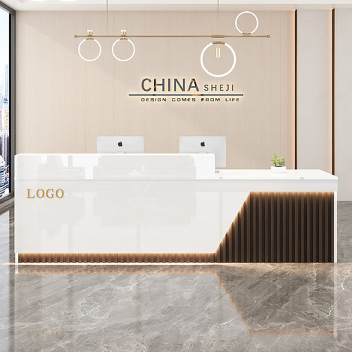 前台接待台吧台公司柜台烤漆前台桌服装店奶茶店美容院简约收银柜