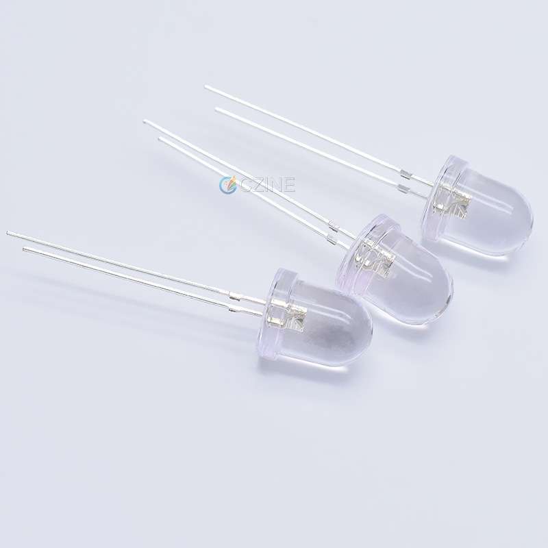 f10透明10mm七彩快闪慢闪rgb全彩变化颜色直插led灯珠发光二极管