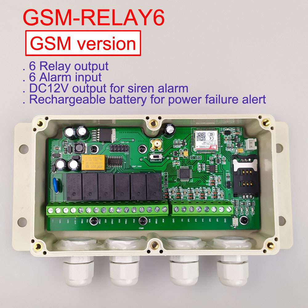 GSM-RELAY6六路继电器远程控制器可供货2G，3G和4G版本