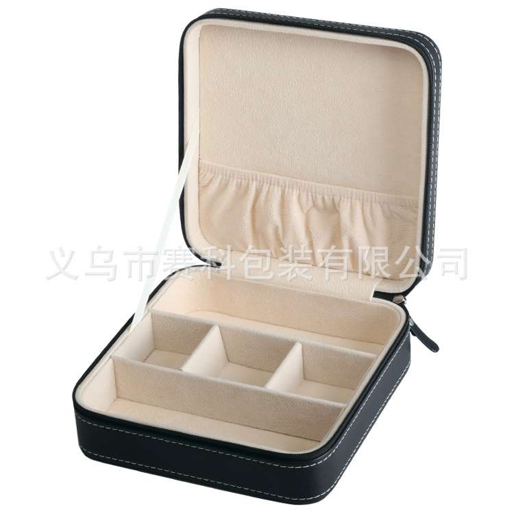 现货 鸵鸟皮3位眼镜收纳拉链皮盒收纳盒墨镜轻便小巧跨境热销
