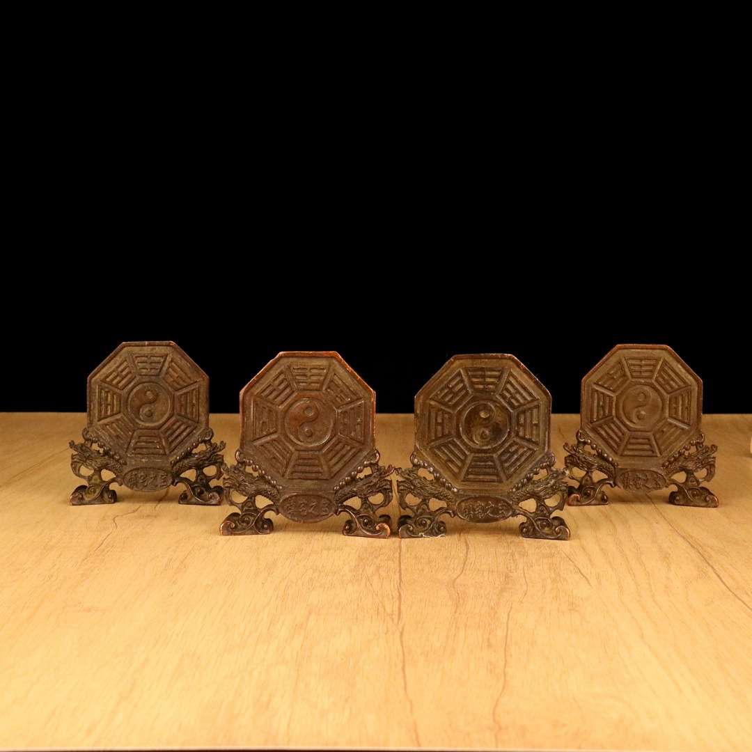 仿铜四神兽铜镜摆件做旧合金青龙白虎朱雀玄武神兽摆设工艺品