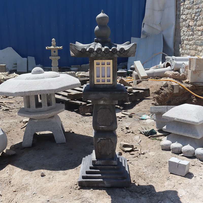 石灯笼日式庭院灯青石仿古草坪落地石灯中式别墅花园景观照明摆件