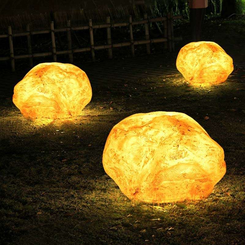 太阳能户外石头灯庭院花园树脂草坪灯别墅景观灯造型发光网红石灯