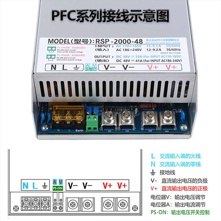 主动式PFC 2000W恒压恒流开关电源24V48V60V72V110V150伏直流可调