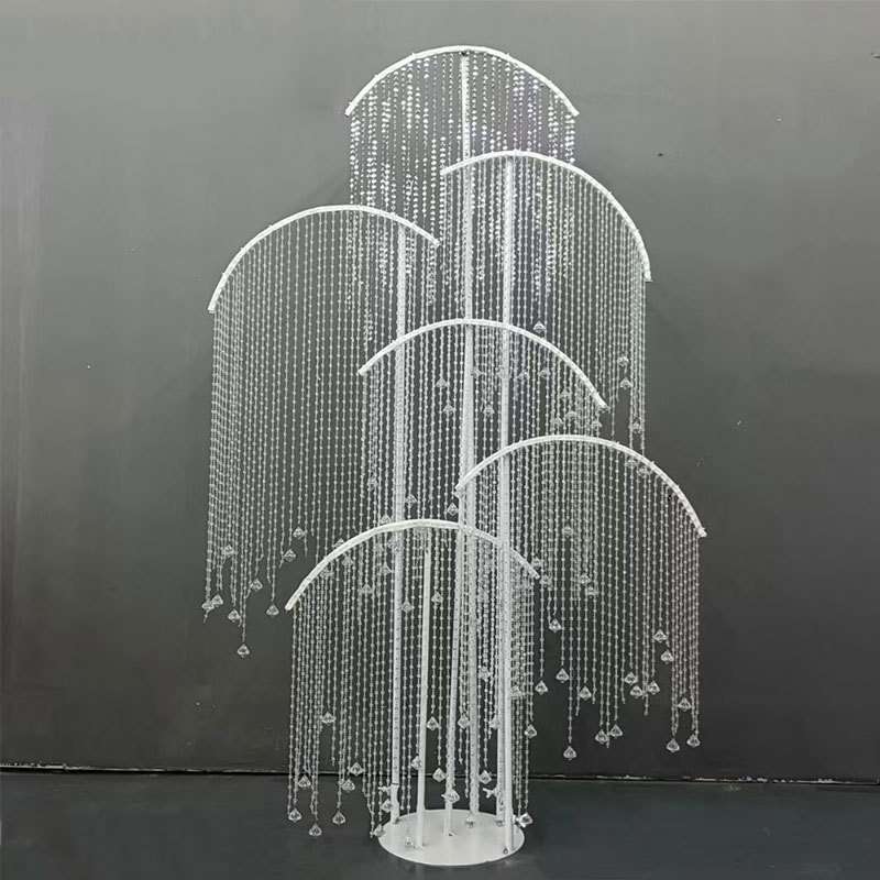 创意新款婚礼异形水晶流苏路引铁艺珍珠亚克力珠帘路引婚庆道具