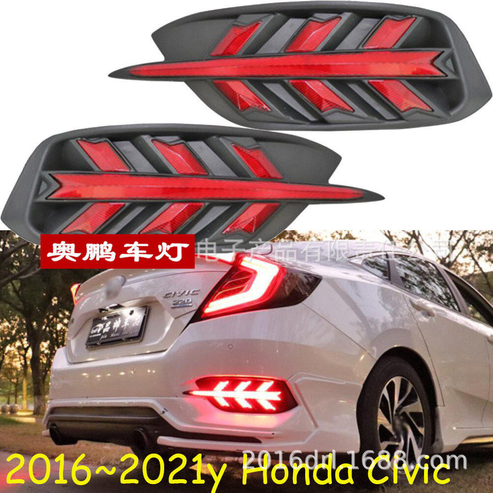 三厢车2016~2021飞机款思域刹车灯LED后杠灯尾灯Civicrearlight