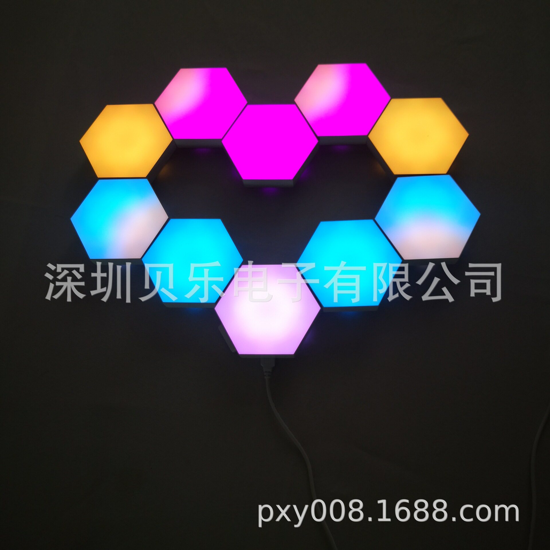 贝乐六边形小夜灯量子蜂巢灯创意拼接墙壁装饰电竞房氛围室内壁灯