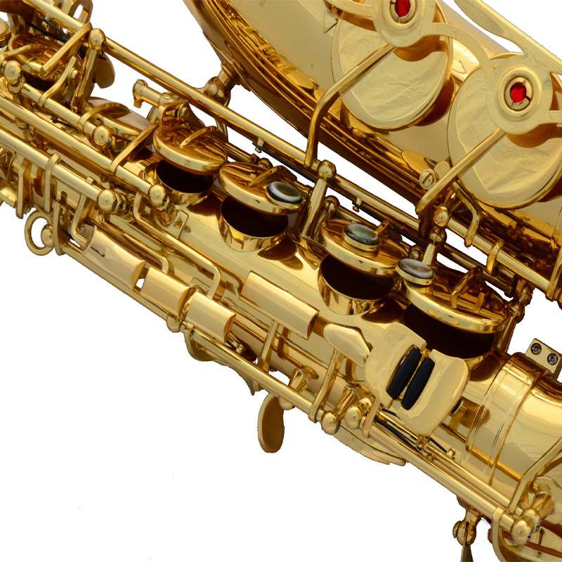 伊尔曼SAX乐器 专业中音降E电泳金连体大护档萨克斯管