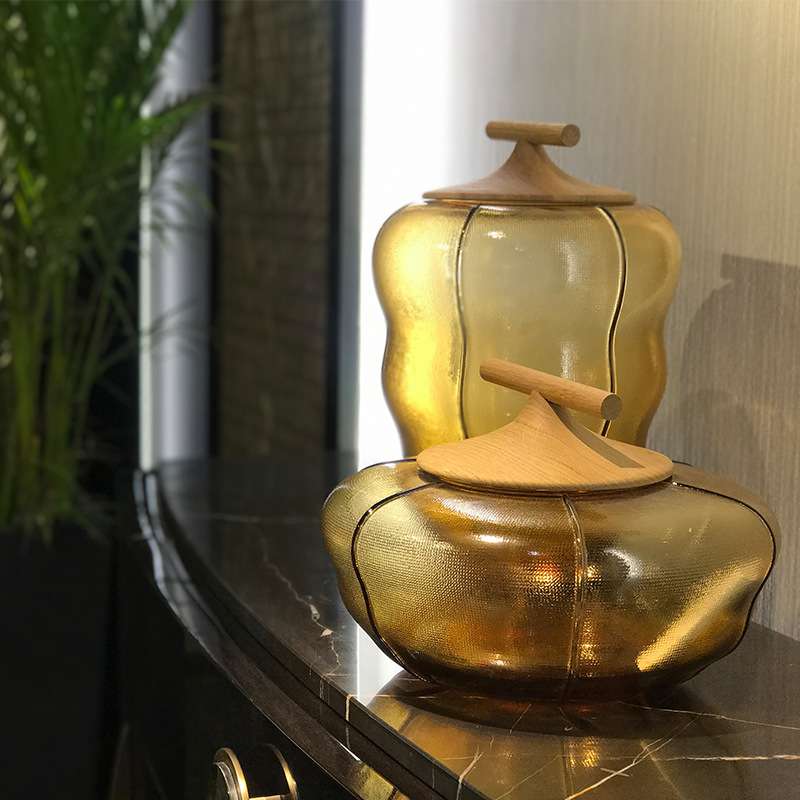 意大利无铅储物罐摆件饰品酒柜茶几水晶家居玻璃装饰欧式美式