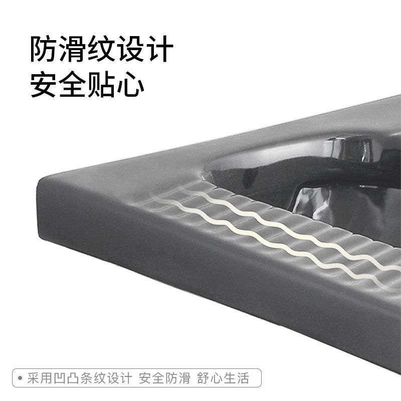 家用灰色防臭蹲坑式陶瓷带存水弯感应式水箱套装卫生间