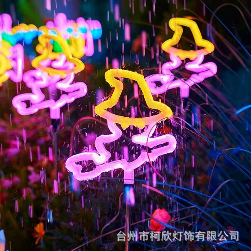 跨境led新款霓虹灯地插灯庭院户外防水发光灯牌装饰灯带氛围灯灯