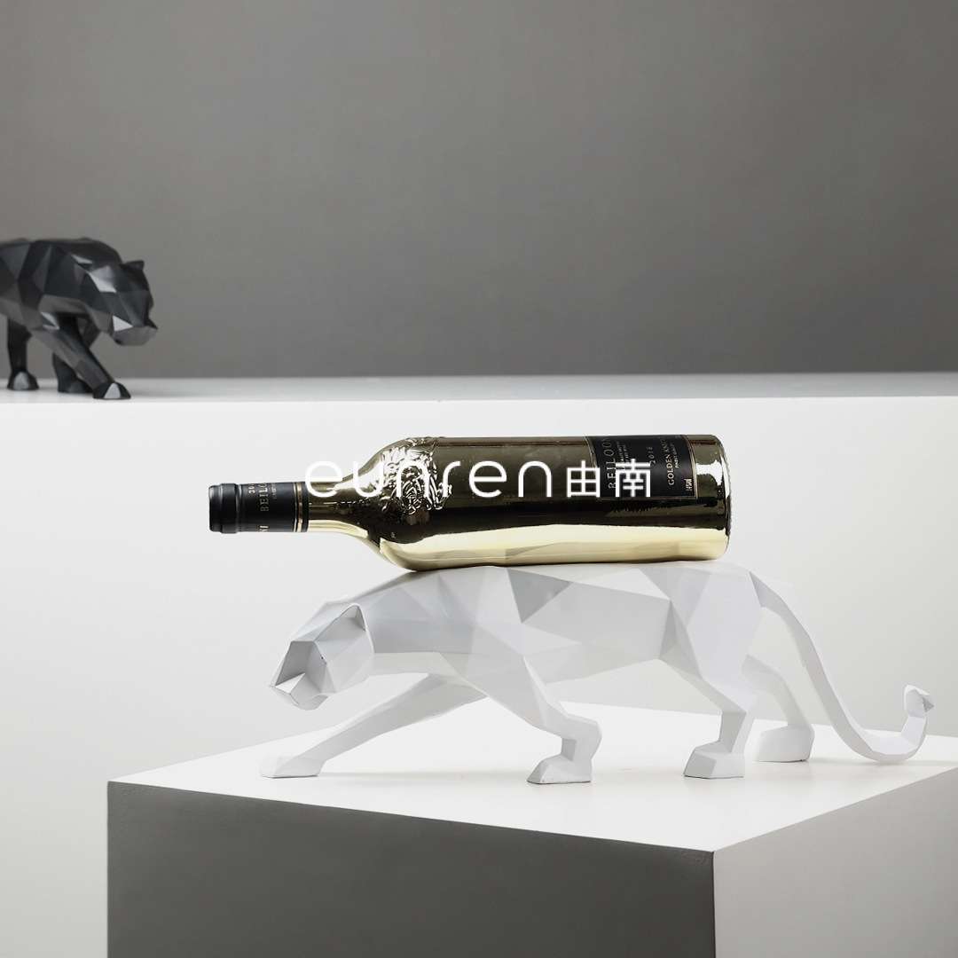 现代创意简约几何切面猎豹红酒架摆件家居客厅酒柜摆设工艺装饰品