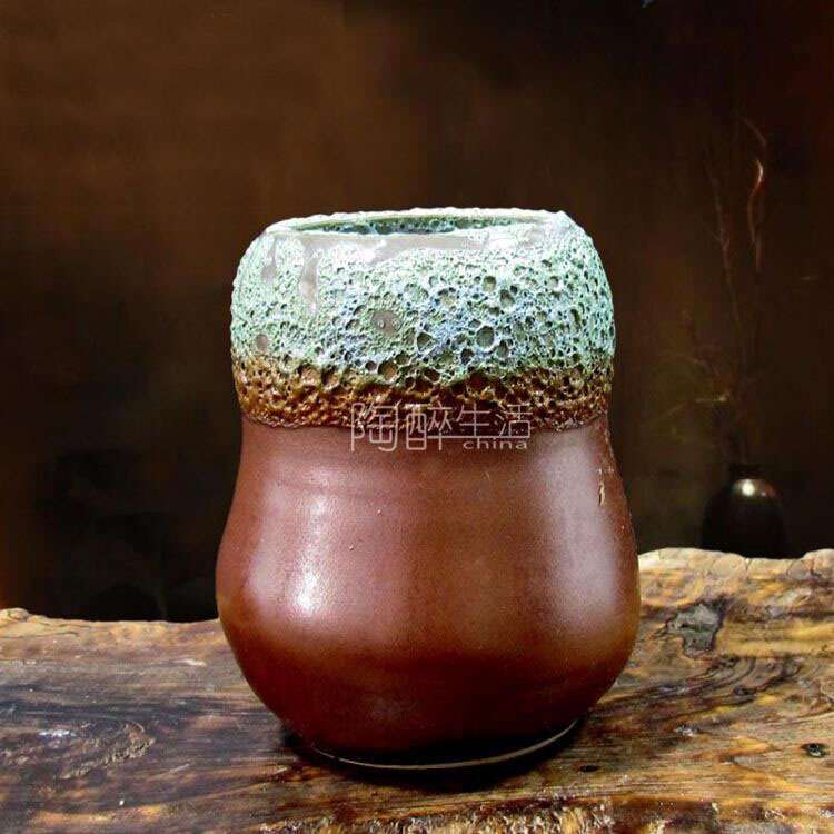 花器茶道精美陶瓷小花瓶岩泥粗陶台面个性小花插摆件水培