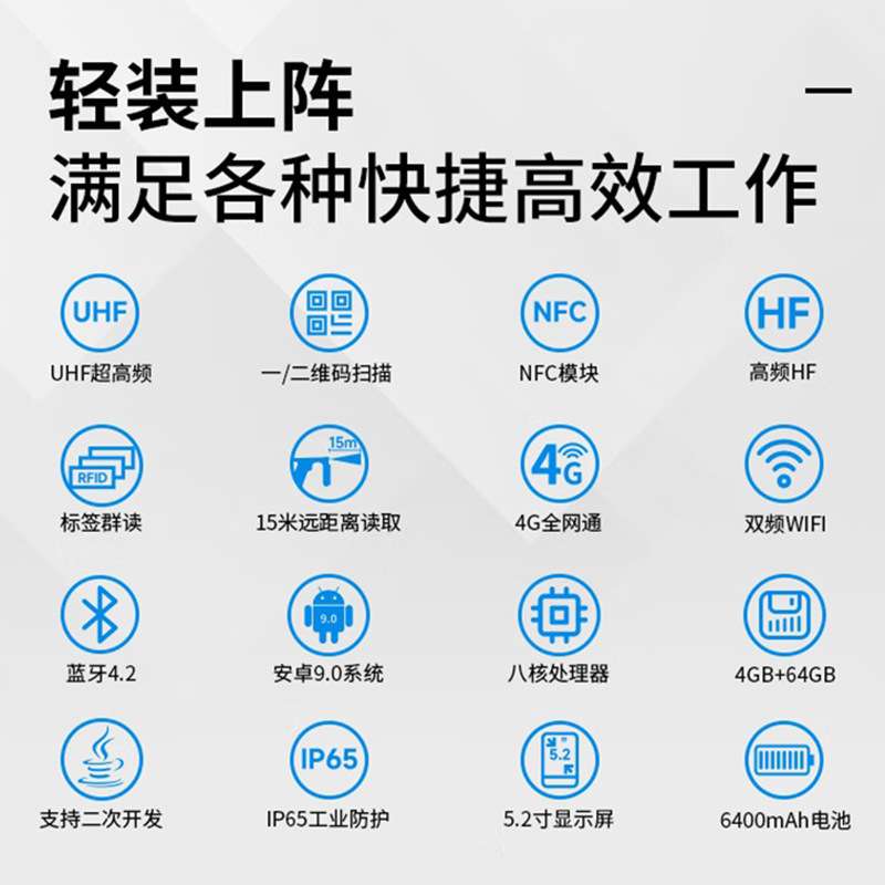 商场服装仓库货物汽车零配件集装箱快递物流盘点RFID读取手持PDA