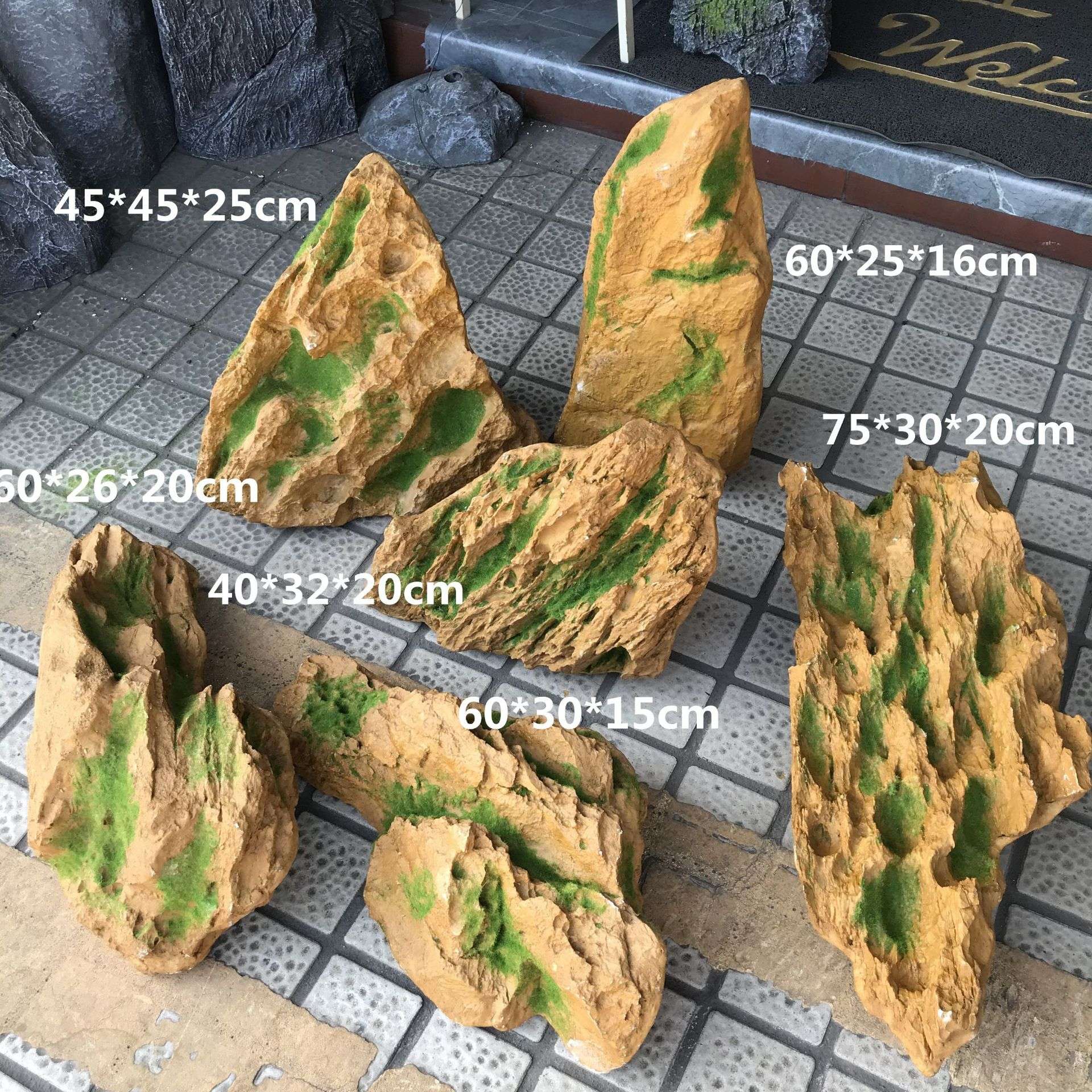 仿真灰色石头景观造景 庭院园林树脂玻璃钢英德石 仿真石头青苔