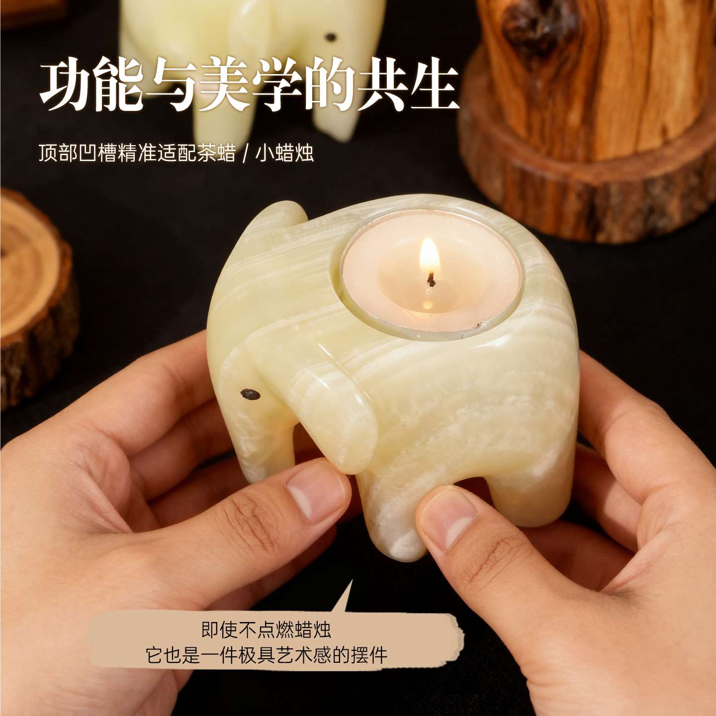 跨境欧美阿富汗玉大象烛台天然水晶原石工艺品家居创意桌面摆件