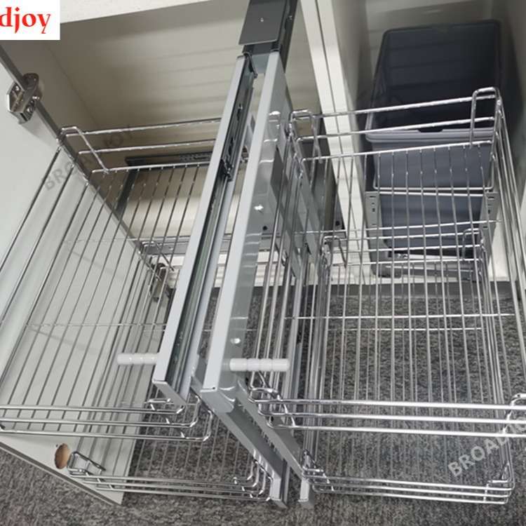 转角拉篮厨房橱柜双层全拉小怪物抽屉式旋转收纳碗碟锅具拐角拉篮