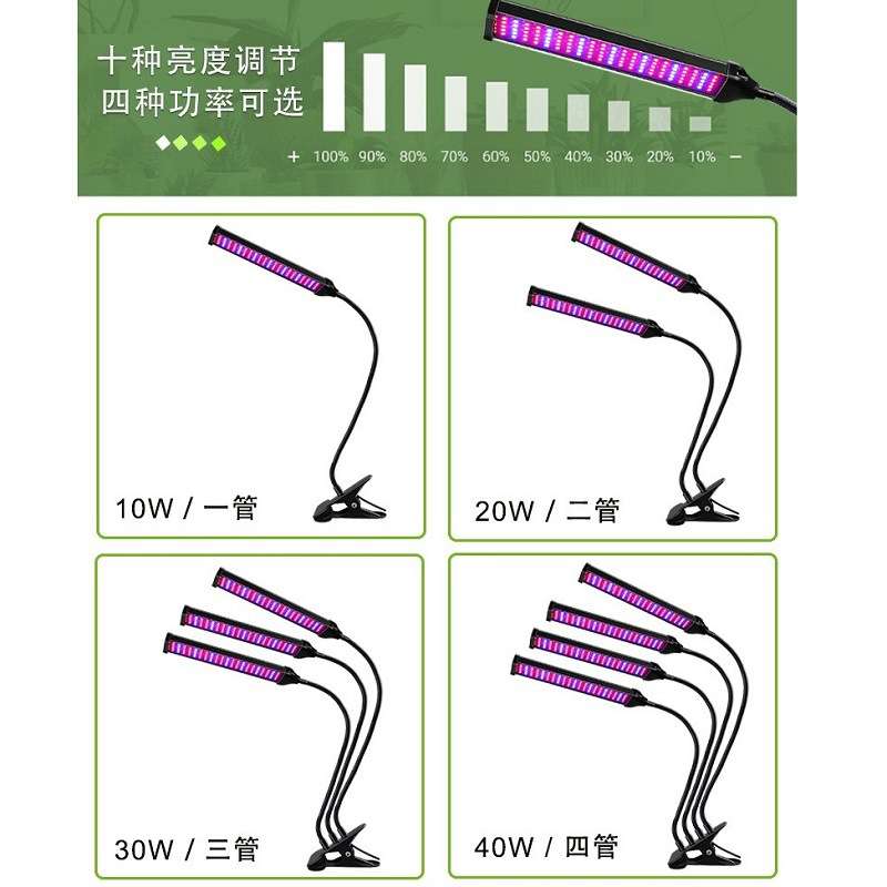 led12V植物生长灯支架夹子室内太阳光全光谱育苗多肉绿植物补光灯图片