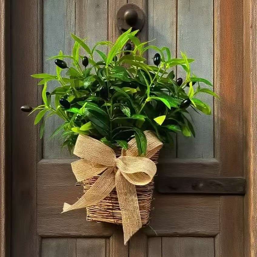 纵鸿亚马逊花环圣诞节尤加利藤圈门挂树叶藤条装饰挂件厂家