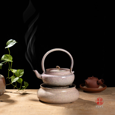 明德园马年砂铫全手工薄胎雪花陶壶电陶炉烧水原矿红泥围炭炉煮茶