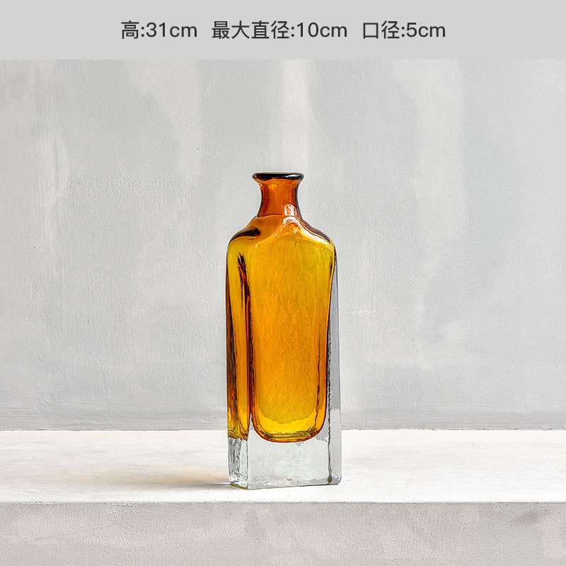 碧轩美式彩色透明花瓶水培玻璃插花器客厅桌面干花创意田园摆件
