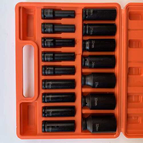 小风炮1/2加长16件套筒引擎十二角加长套筒 12角梅花套筒10-32mm