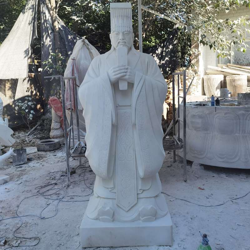 石雕人物像 汉白玉轩辕黄帝古代人物历史名人大理石人物雕像厂家1