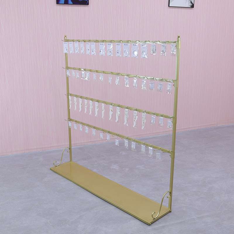 欧式轻奢饰品展示架精品店单边挂耳环首饰架子落地式靠墙挂钩货架