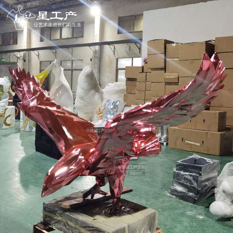 雄鹰展翅菱形动物玻璃钢室内酒店大堂售楼处大型树脂软装大鹏摆件