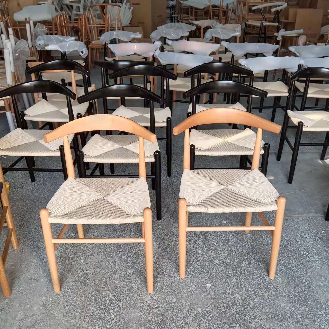 牛角椅家用靠背餐厅椅子北欧书房看书椅现代咖啡厅洽谈椅实木椅