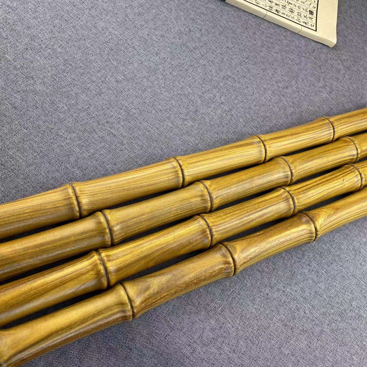 绿檀木竹节棍一体雕刻竹子太极棍武术棍盘玩解压健身棍木棒圆棍手