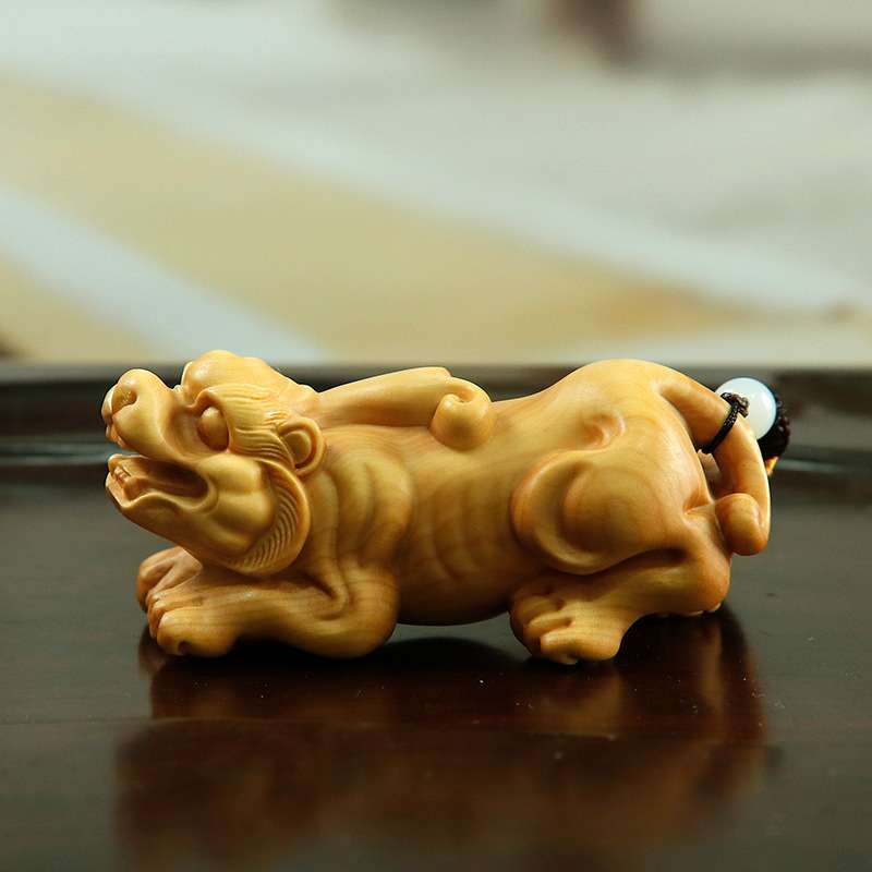 黄杨木雕汽车钥匙挂件手把件工艺品皮丘木质雕刻摆件貔貅
